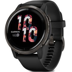 Смарт-годинник Garmin Venu 2 Slate Stainless Steel Bezel with Black Case and Silicone Band (010-02430-11)