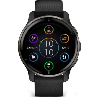 Смарт-годинник Garmin Venu 2 Plus Slate Stainless Steel Bezel with Black Case and Silicone Band 010-02496-11